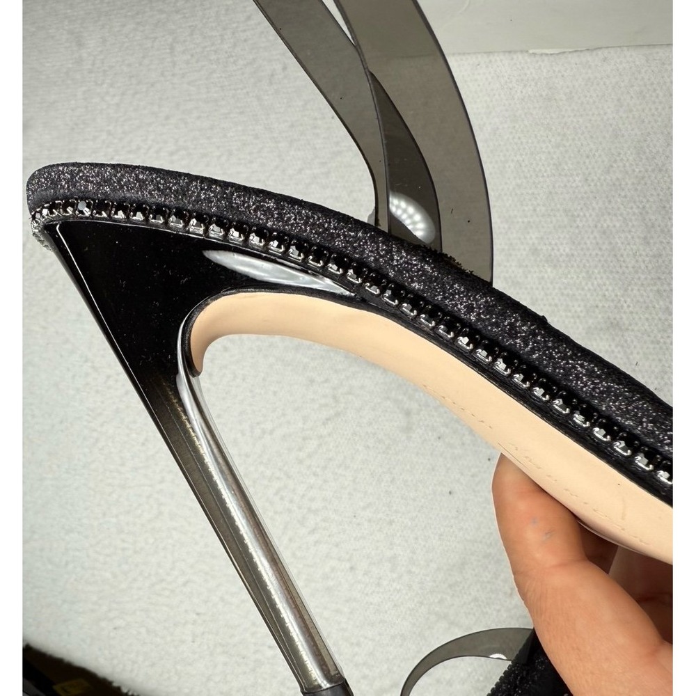 Good American Crystal Crush Lucite Glitter‎ Sling Back Heels Sz 9.5 NWOB! - Picture 5 of 7